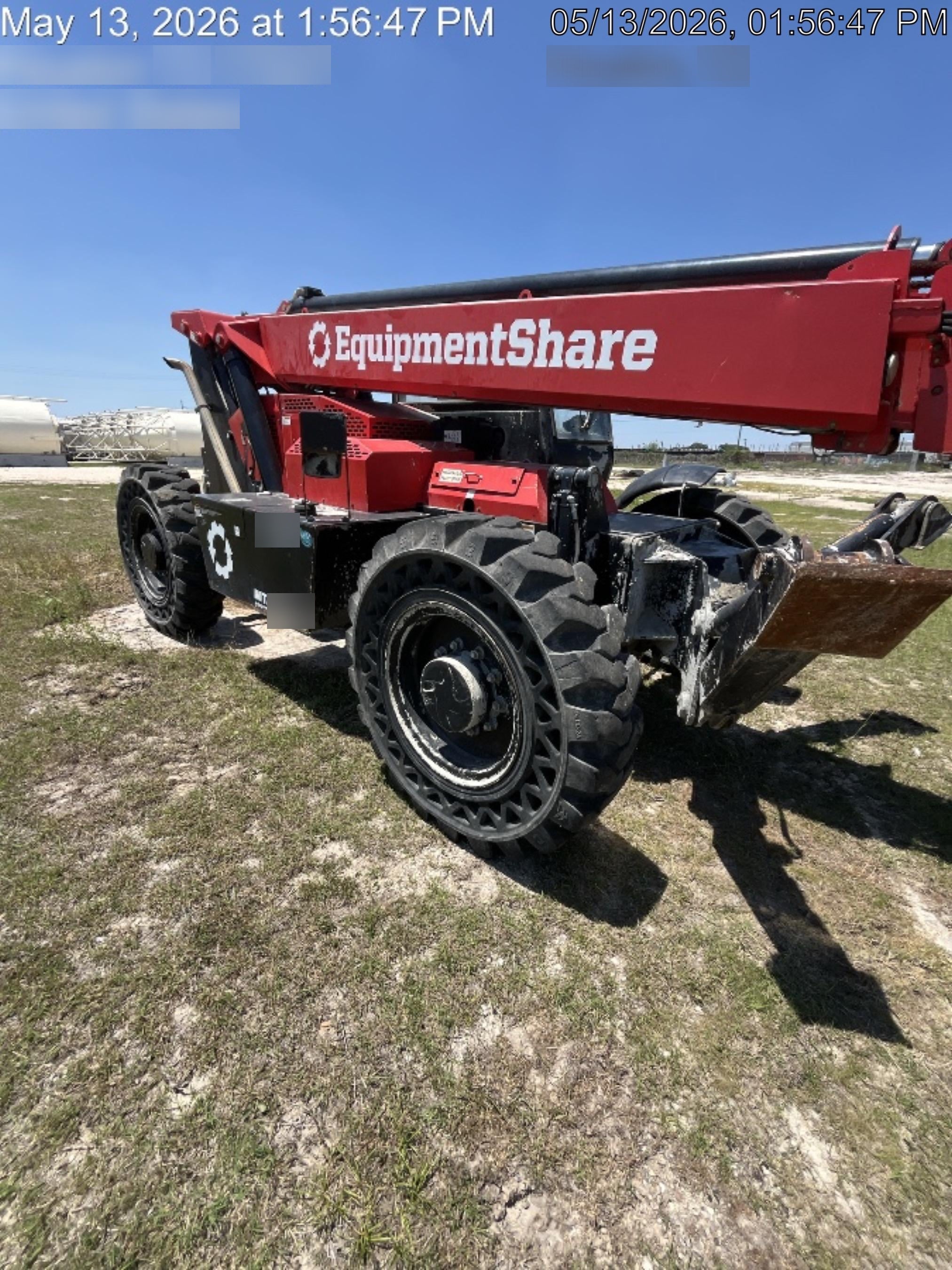 2019 Manitou MTA10055 Cab/Heat/Air, 120 HP, Solid Tires, Work Lights, Lift Hook, Auxiliary Hydraulics 66" Carriage and 60" Forks