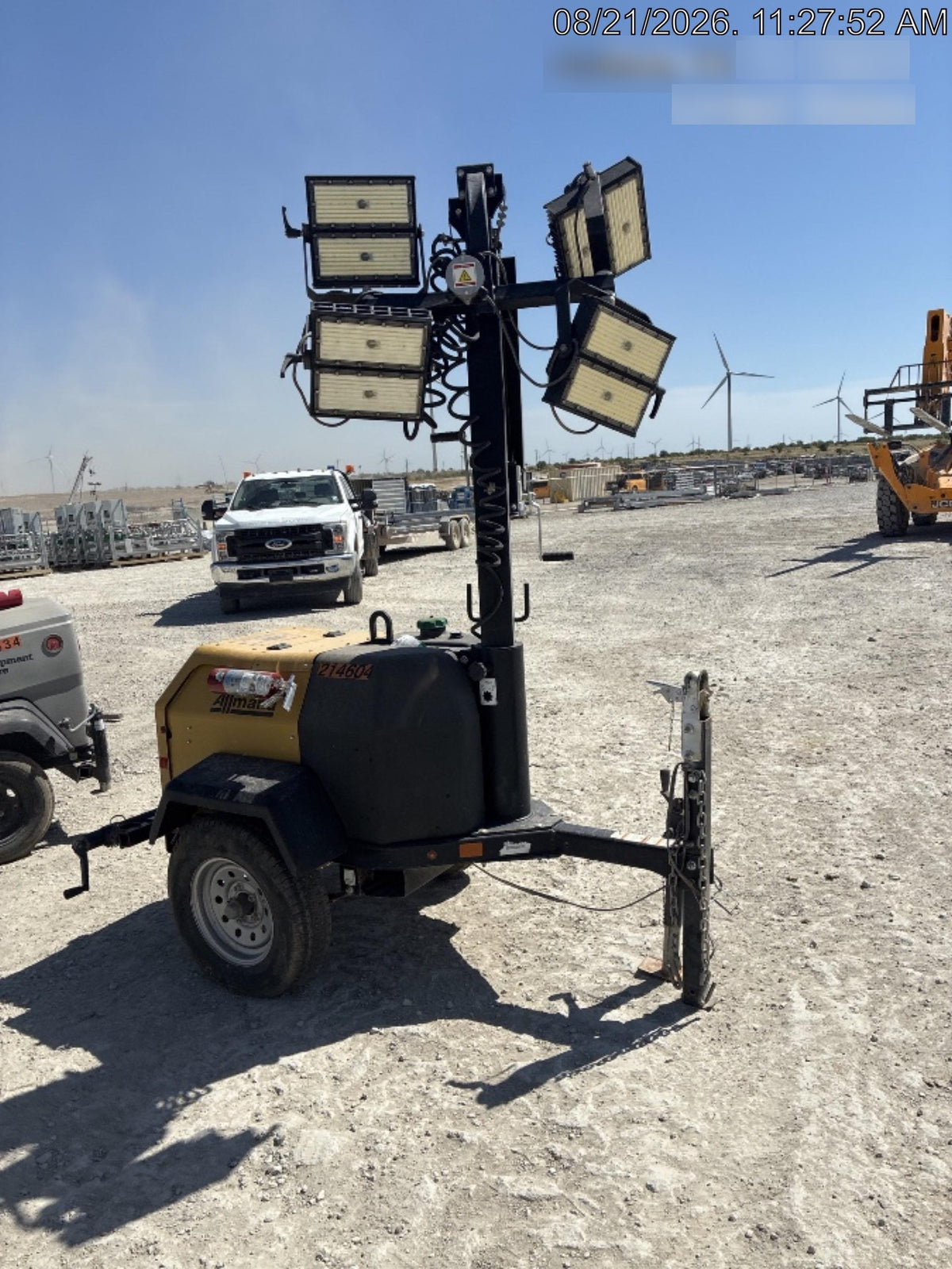 2022 Allmand NLV3GR (4) LED Light Fixture 350W, 23' Vertical Mast, 3kW Prime, Towable, Deep Sea L401, Leveling Jacks, Yanmar T4F 5.8hp