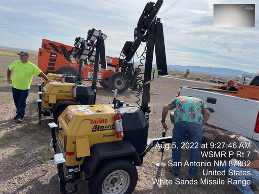 2022 Allmand NLV3GR (4) LED Light Fixture 350W, 23' Vertical Mast, 3kW Prime, Towable, ES Decals, T3