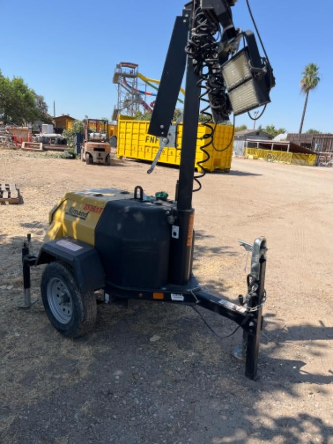 2022 Allmand NLV3GR (4) LED Light Fixture 350W, 23' Vertical Mast, 3kW Prime, Towable, Deep Sea L401, Leveling Jacks, Yanmar T4F 5.8hp