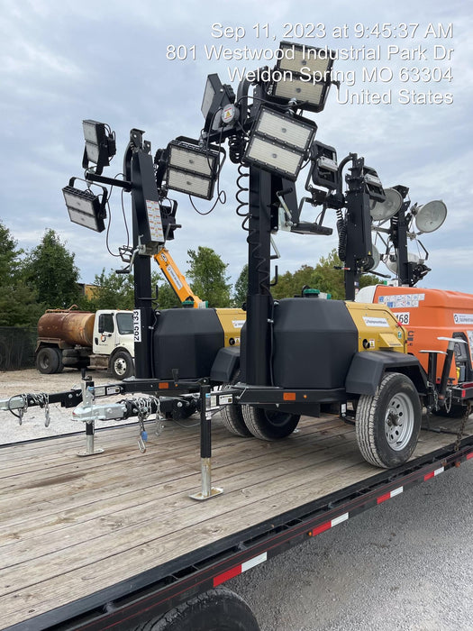 2022 Allmand NLV3GR (4) LED Light Fixture 350W, 23' Vertical Mast, 3kW Prime, Towable, ES Decals, T3
