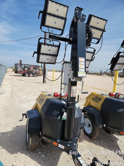 2021 Allmand NLV3GR (4) LED Light Fixture 350W, 23' Vertical Mast, 3kW Prime, Towable, Deep Sea L401, Leveling Jacks, Yanmar T4F 5.8hp