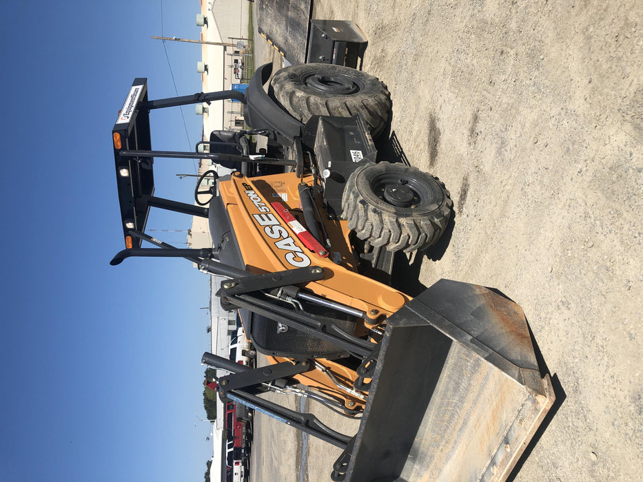 2019 Case 570N EP Canopy, 4WD, GP Front Bucket, Dual Tilt Cylinder, 84" Box Blade w/ Scarifier, Wheel Weights, Beacon