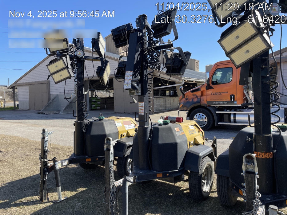 2022 Allmand NLV3GR (4) LED Light Fixture 350W, 23' Vertical Mast, 3kW Prime, Towable, Deep Sea L401, Leveling Jacks, Yanmar T4F 5.8hp