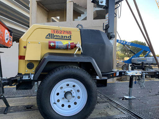 2021 Allmand NLV3GR (4) LED Light Fixture 350W, 23' Vertical Mast, 3kW Prime, Towable, Deep Sea L401, Leveling Jacks, Yanmar T4F 5.8hp