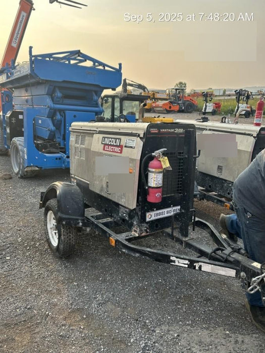 2019 Lincoln Electric Vantage 322 Ready-Pak 3, Two Wheel Trailer, Fender and Light Kit, Cable Rack