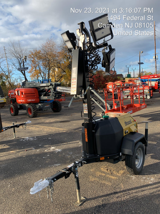 2021 Allmand NLV3GR (4) LED Light Fixture 350W, 23' Vertical Mast, 3kW Prime, Towable, Deep Sea L401, Leveling Jacks, Yanmar T4F 5.8hp