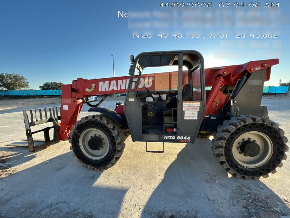 2019 Manitou MTA8044 Manitou MTA 8044 - 74 HP T4, Canopy, Worklights/Strobe, Beacon, 66" Carriage, 48" Forks, Solid Tires, Lift Hook, Aux Hydraulics