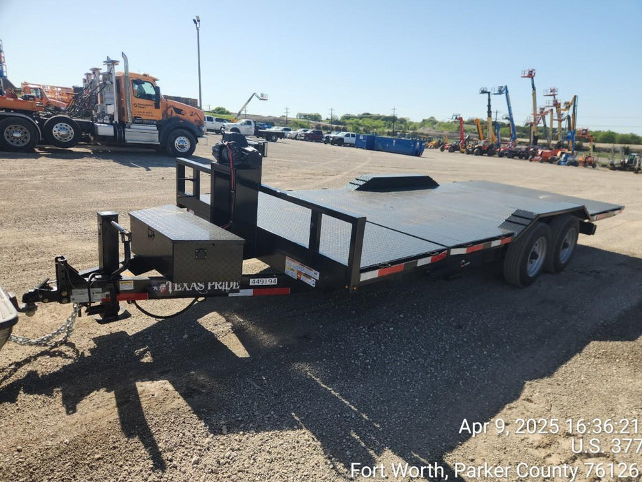 2025 TEXAS PRIDE TRAILERS 21' Lowboy Gravity Tilt Bed 14K Bumper Pull Trailer
