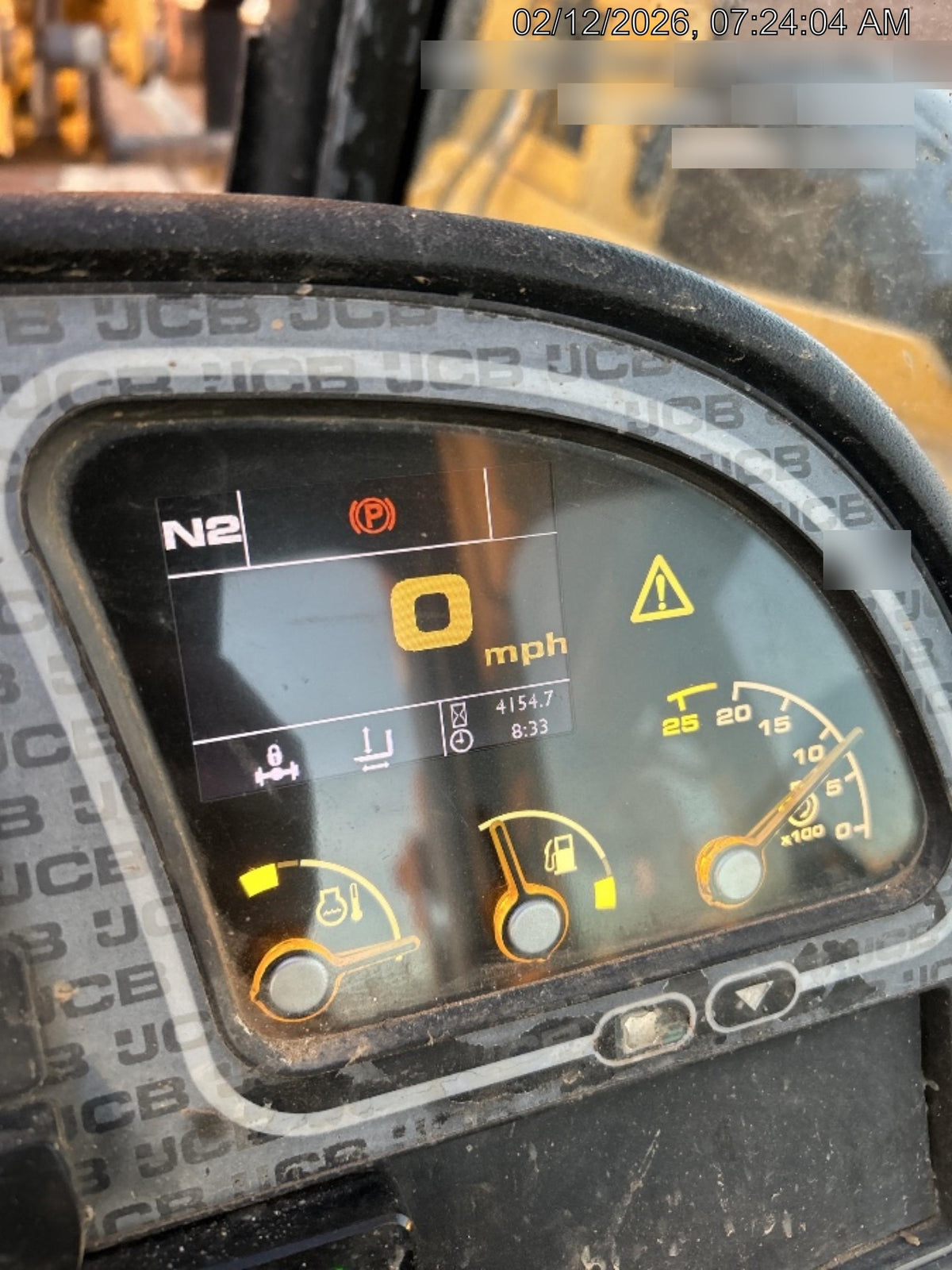 2019 JCB 510-56 Open ROPS, 74 HP, Solid Tires, Worklights, Beacon, Aux Hydraulics, Lifting Eye w/72" Carriage/60" Forks