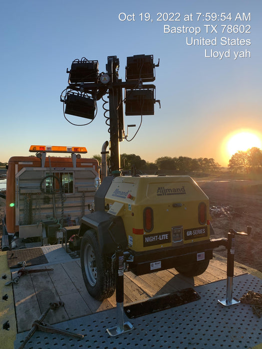 2022 Allmand NLV3GR (4) LED Light Fixture 350W, 23' Vertical Mast, 3kW Prime, Towable, ES Decals, T3