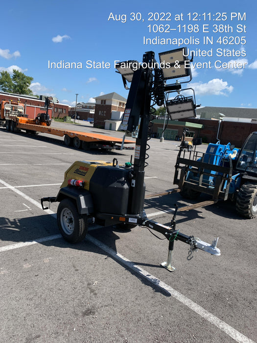 2022 Allmand NLV3GR (4) LED Light Fixture 350W, 23' Vertical Mast, 3kW Prime, Towable, Deep Sea L401, Leveling Jacks, Yanmar T4F 5.8hp