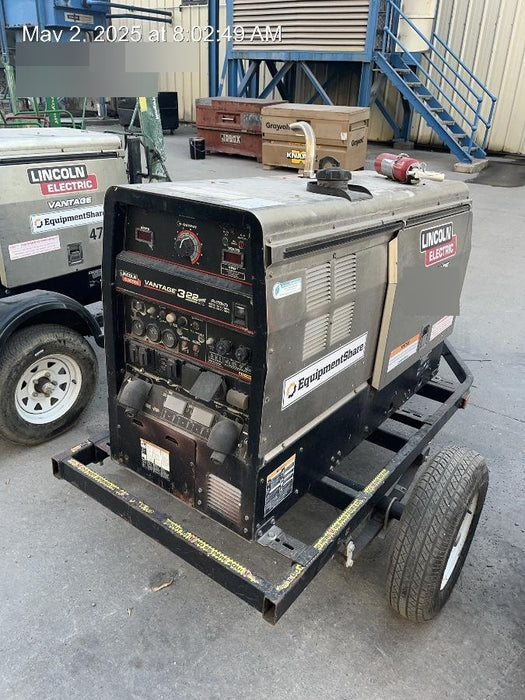 2019 Lincoln Electric Vantage 322 Welder Ready-Pak 3, Two wheel trailer, Fender and Light kit, Cable Rack