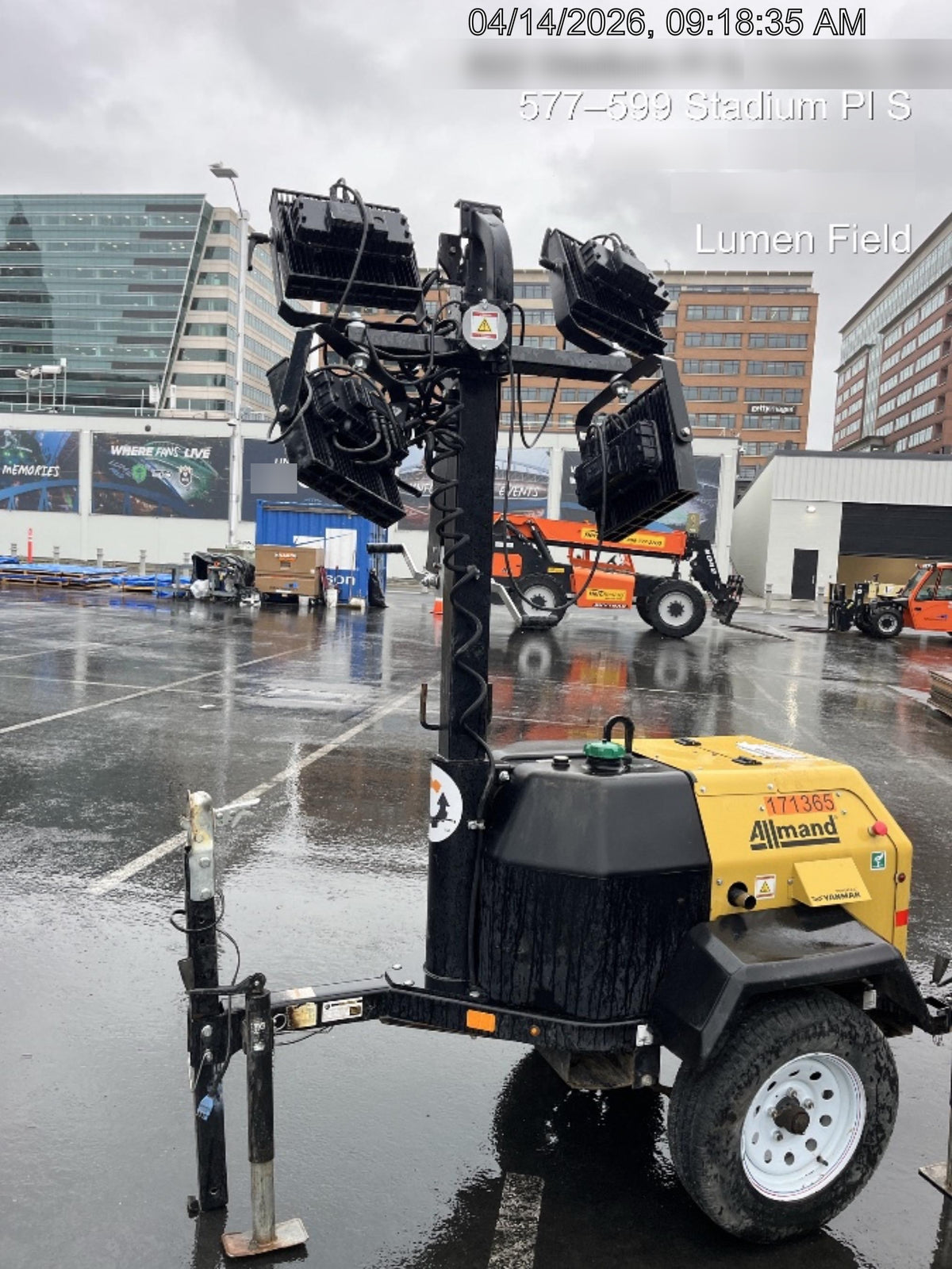 2021 Allmand NLV3GR (4) LED Light Fixture 350W, 23' Vertical Mast, 3kW Prime, Towable, Deep Sea L401, Leveling Jacks, Yanmar T4F 5.8hp