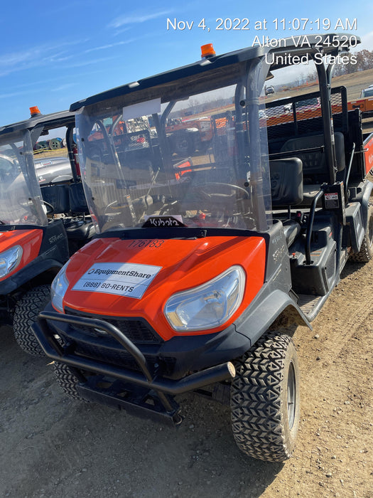 2021 Kubota RTV-X1140W-H Plastic Canopy, Windshield Acrylic Clear, LED Strobe Light, Wire Harness Kit, Back up Alarm