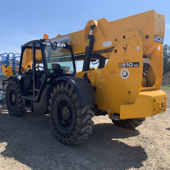 2020 JCB 510-56 Canopy, 74 HP, Solid Tires, STD Worklight, Beacon, Aux Hydraulics, Lifting Eye, Back up Alarm w/66" Carriage/60" Forks