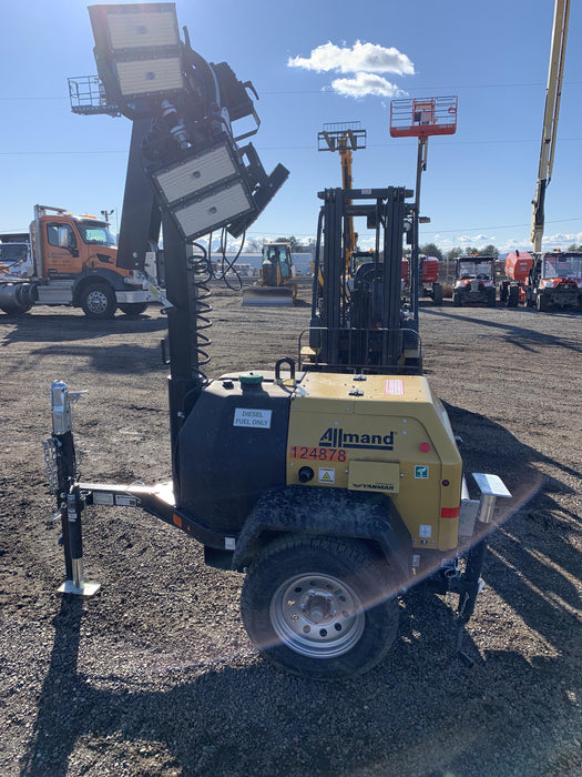 2020 Allmand NLV3GR (4) LED Light Fixture 350W, 23' Vertical Mast, 3kW Prime, Towable, Deep Sea L401, Leveling Jacks, Yanmar T4F 5.8hp