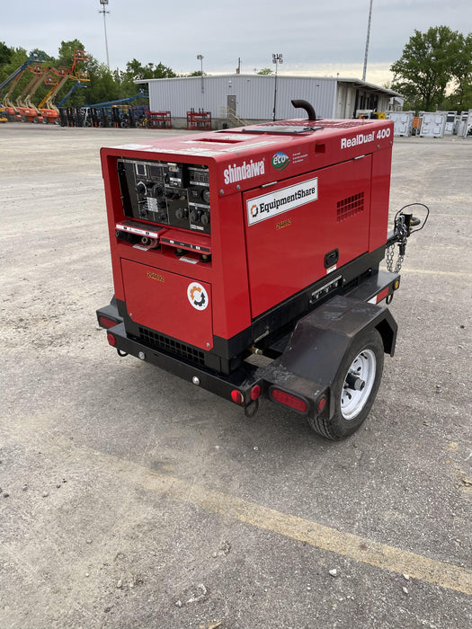 2023 Shindaiwa DGW400MDL Kubota D902 Engine, 23 HP, Dual Op Welder, Wire, Arc, Droop Stick, Tig, and CC Stick Functionality, Simulphase, 3 Phase and 1 Phase Gen Output, Single Axle NB Trlr, Slr Trckl Chrg 12V 12W, Fire Ext
