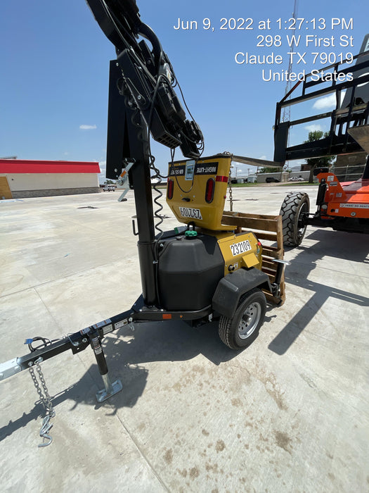 2022 Allmand NLV3GR (4) LED Light Fixture 350W, 23' Vertical Mast, 3kW Prime, Towable, Deep Sea L401, Leveling Jacks, Yanmar T4F 5.8hp