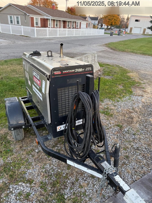 2019 Lincoln Electric Vantage 322 Ready-Pak 3, Two Wheel Trailer, Fender and Light Kit, Cable Rack