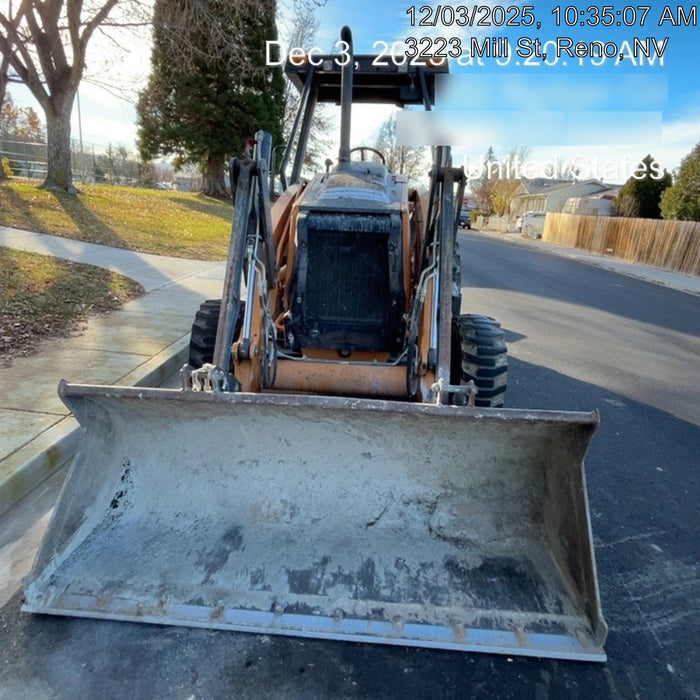 2019 Case 570N EP Canopy, 4WD, GP Front Bucket, Dual Tilt Cylinder, 84" Box Blade w/ Scarifier, Wheel Weights, Beacon