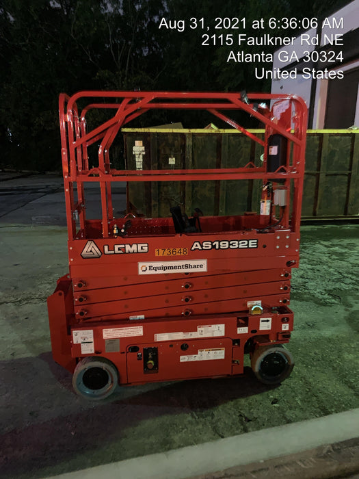 2021 Lgmg AS1932E Electric Drive, Solid Non Marking Tires, Dual Beacons