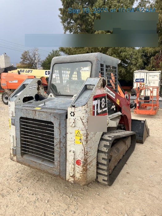 2019 Takeuchi TL8 Canopy, 15" Wide Rubber Tracks, Back-up Alarm, Front & Rear Working Lights, Auxiliary Hydraulics, Two-Speed Travel, Electronic Monitoring System 76" HD Smooth Dirt Bucket with Bolt-On Edge, 20.3 cubic feet Capacity