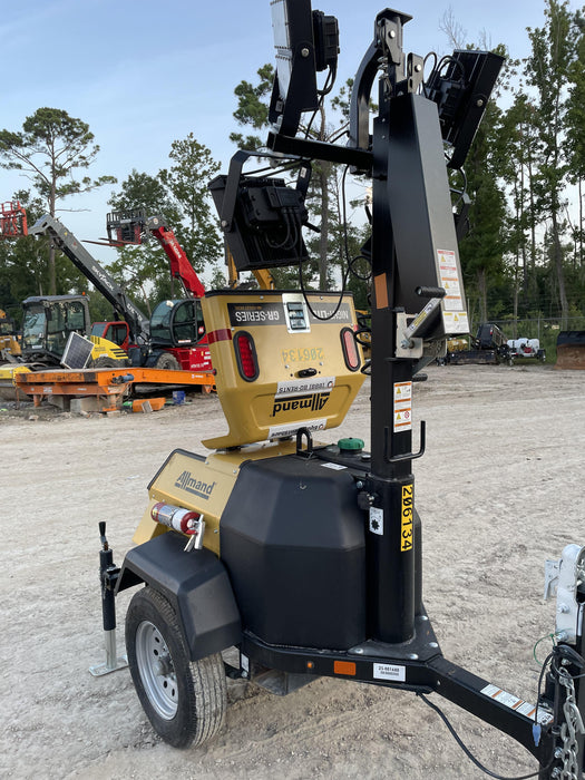 2022 Allmand NLV3GR (4) LED Light Fixture 350W, 23' Vertical Mast, 3kW Prime, Towable, Deep Sea L401, Leveling Jacks, Yanmar T4F 5.8hp