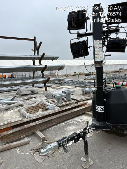 2022 Allmand NLV3GR (4) LED Light Fixture 350W, 23' Vertical Mast, 3kW Prime, Towable, ES Decals, T3