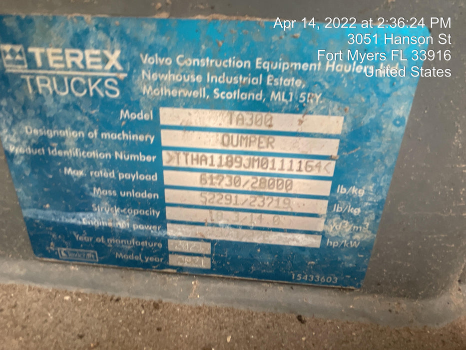 2021 TEREX TA300