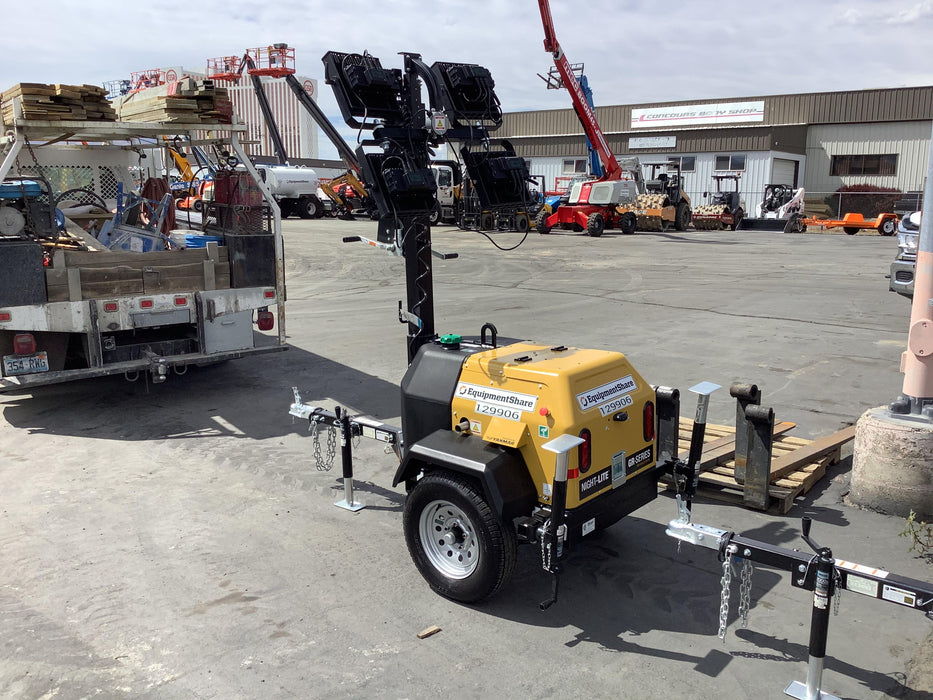 2021 Allmand NLV3GR (4) LED Light Fixture 350W, 23' Vertical Mast, 3kW Prime, Towable, Deep Sea L401, Leveling Jacks, Yanmar T4F 5.8hp