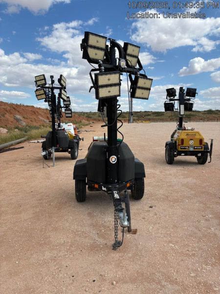 2022 Allmand NLV3GR (4) LED Light Fixture 350W, 23' Vertical Mast, 3kW Prime, Towable, ES Decals, T3