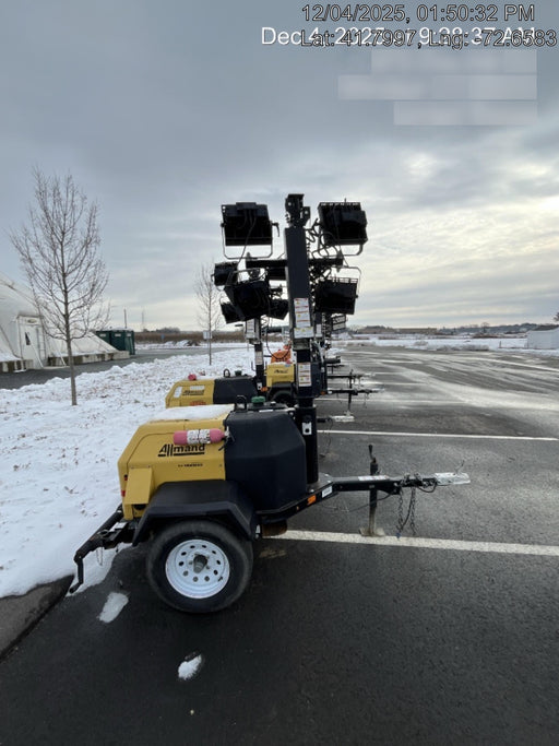 Allmand NLV3GR (4) LED Light Fixture 350W, 23' Vertical Mast, 3kW Prime, Towable, Deep Sea L401, Leveling Jacks, Yanmar T4F 5.8hp