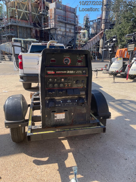 2019 Lincoln Electric Vantage 322 Welder Ready-Pak 3, Two wheel trailer, Fender and Light kit, Cable Rack