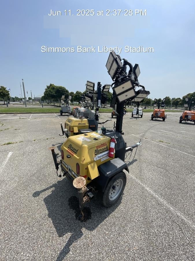 2022 Allmand NLV3GR (4) LED Light Fixture 350W, 23' Vertical Mast, 3kW Prime, Towable, Deep Sea L401, Leveling Jacks, Yanmar T4F 5.8hp