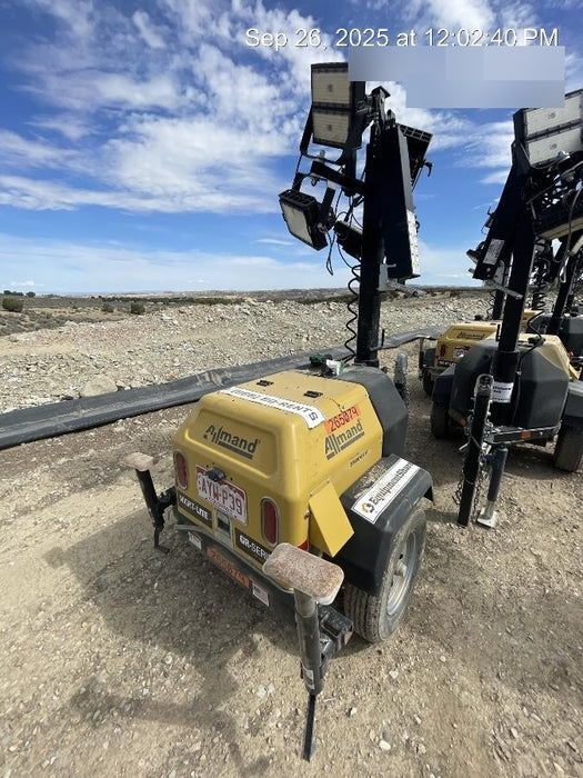 2022 Allmand NLV3GR (4) LED Light Fixture 350W, 23' Vertical Mast, 3kW Prime, Towable, ES Decals, T3