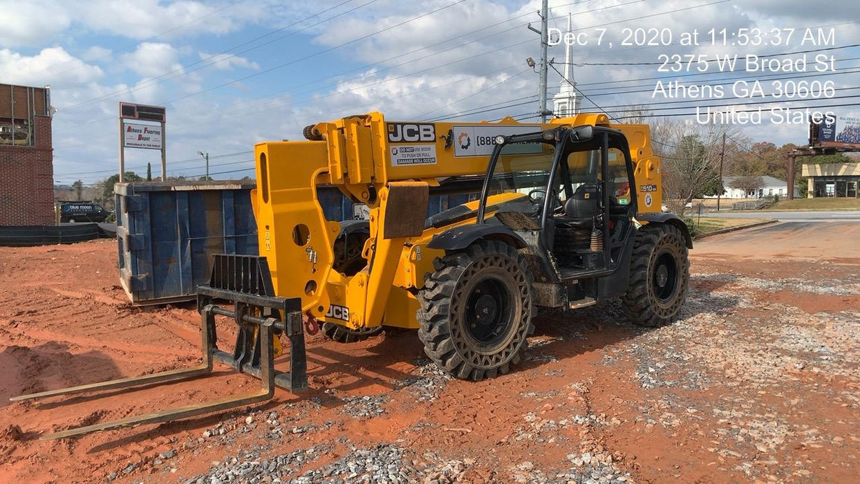 2020 JCB 510-56 Canopy, 74 HP, Solid Tires, STD Worklight, Beacon, Aux Hydraulics, Lifting Eye, Back up Alarm w/66" Carriage/60" Forks
