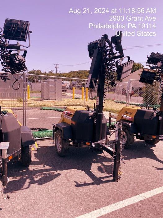 2022 Allmand NLV3GR (4) LED Light Fixture 350W, 23' Vertical Mast, 3kW Prime, Towable, Deep Sea L401, Leveling Jacks, Yanmar T4F 5.8hp