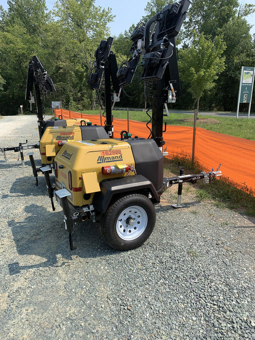 2021 Allmand NLV3GR (4) LED Light Fixture 350W, 23' Vertical Mast, 3kW Prime, Towable, Deep Sea L401, Leveling Jacks, Yanmar T4F 5.8hp