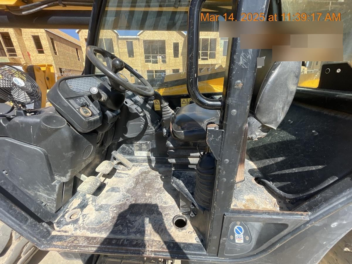 2019 JCB 510-56 74 HP w/Open ROPS, Beacon, Aux Hydraulics, Worklights, Solid Tires w/60" Carriage/Forks