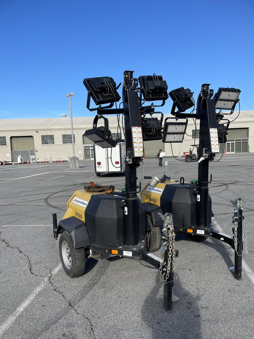 2022 Allmand NLV3GR (4) LED Light Fixture 350W, 23' Vertical Mast, 3kW Prime, Towable, Deep Sea L401, Leveling Jacks, Yanmar T4F 5.8hp