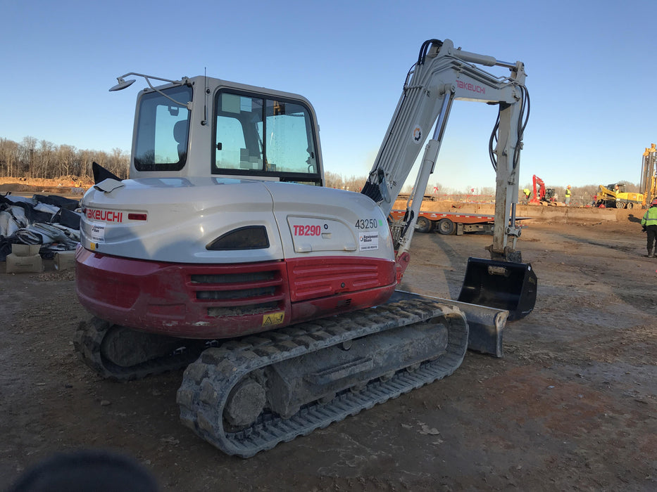 2019 Takeuchi TB290 Cab/Heat/AC Rubber tracks, Dozer blade, Travel alarm, Auxiliary hydraulics w/Manual QC, Hydraulic thumb, 18", 24", and 36" Buckets