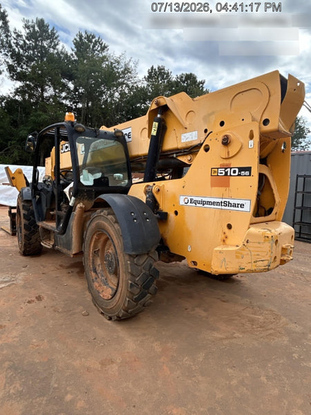 2019 JCB 510-56 Open ROPS, 74 HP, Solid Tires, Worklights, Beacon, Aux Hydraulics, Lifting Eye w/72" Carriage/60" Forks
