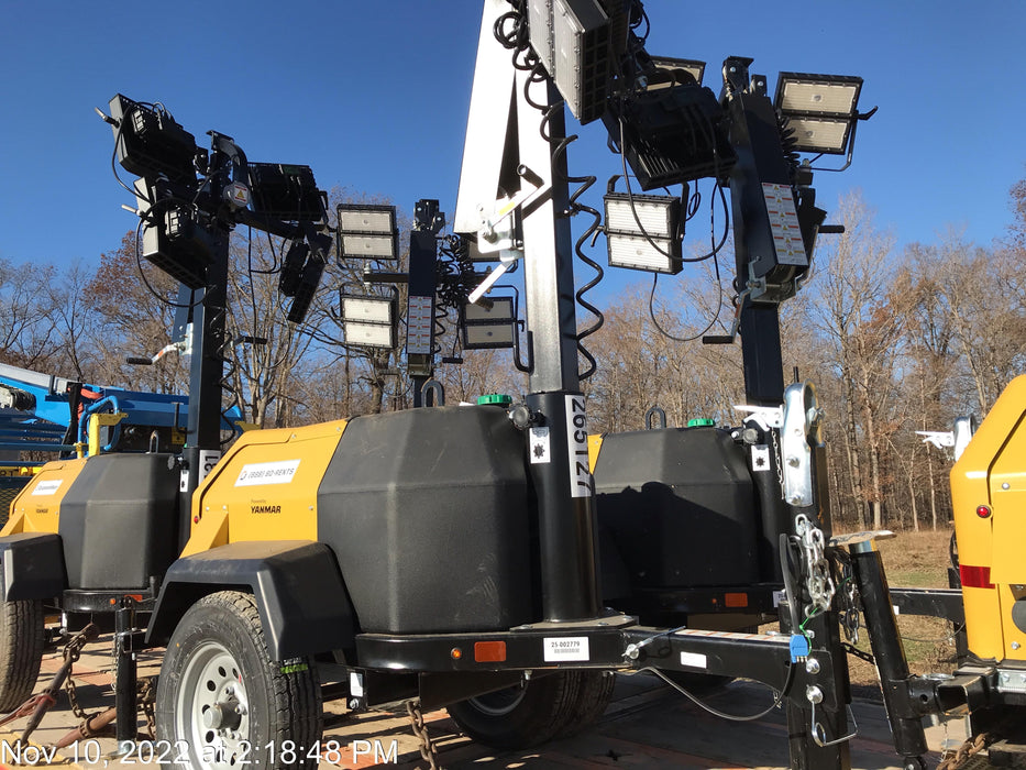 2022 Allmand NLV3GR (4) LED Light Fixture 350W, 23' Vertical Mast, 3kW Prime, Towable, ES Decals, T3