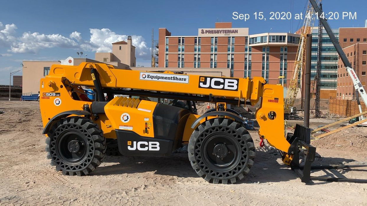 2020 JCB 509-42 Canopy, Solid Tires, Work Lights, Beacon, Aux Hydraulics, Back up Alarm, Lifting Eye, ES Decals