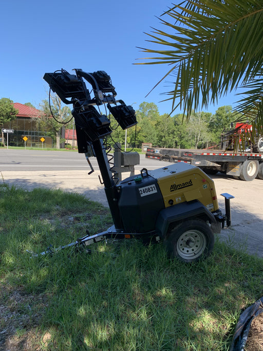 2022 Allmand NLV3GR (4) LED Light Fixture 350W, 23' Vertical Mast, 3kW Prime, Towable, Deep Sea L401, Leveling Jacks, Yanmar T4F 5.8hp