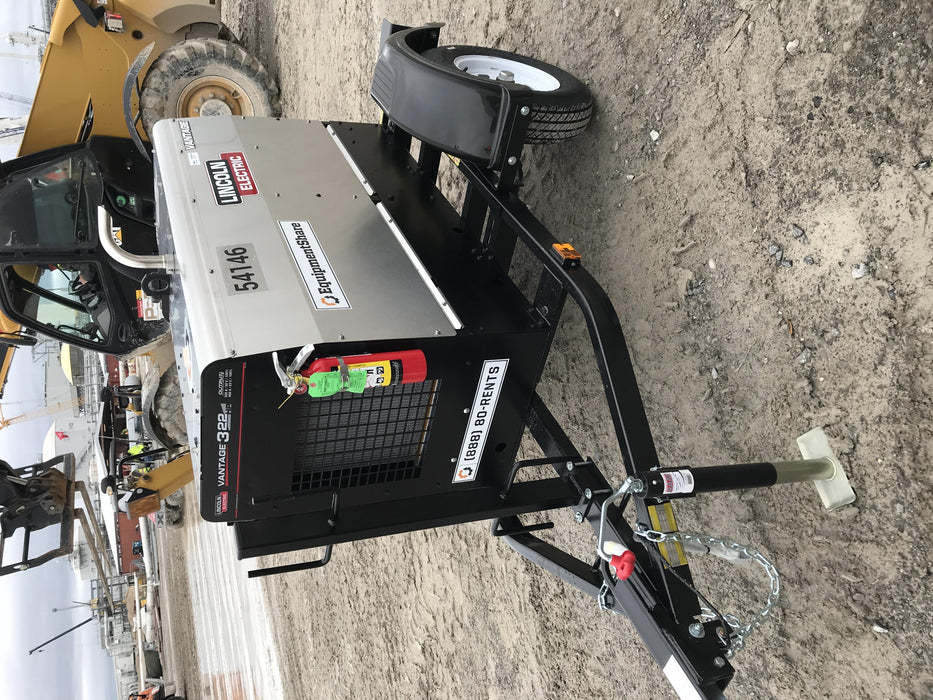2019 Lincoln Electric Vantage 322 Welder Ready-Pak 3, Two wheel trailer, Fender and Light kit, Cable Rack