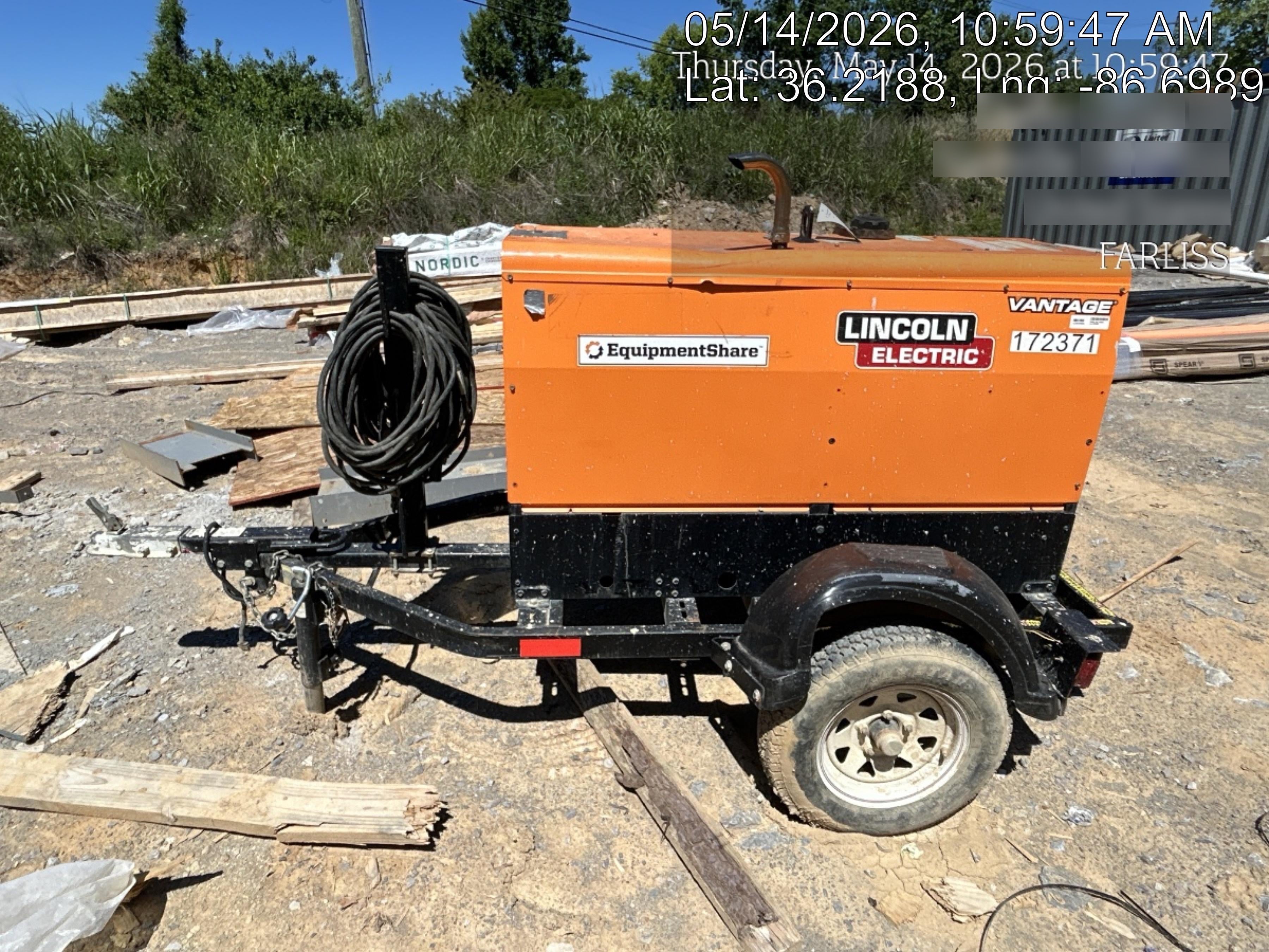 2021 Lincoln Electric Vantage 322 Vantage 322 Ready Pak 3 w/ Decals, ORANGE (includes trailer, cable rack, fender light kit) NO Telematics