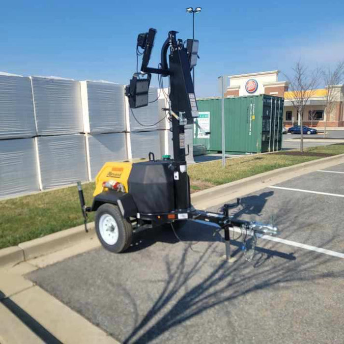 2021 Allmand NLV3GR (4) LED Light Fixture 350W, 23' Vertical Mast, 3kW Prime, Towable, Deep Sea L401, Leveling Jacks, Yanmar T4F 5.8hp