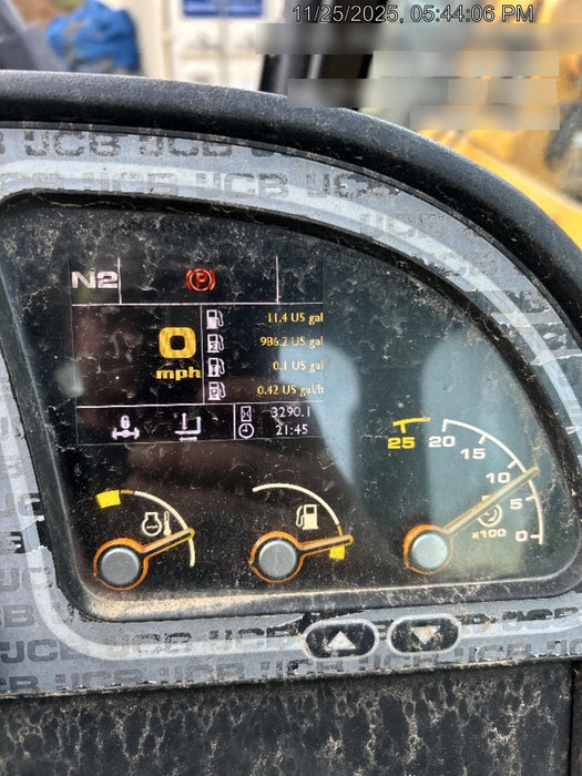 2019 JCB 510-56 Open ROPS, 74 HP, Solid Tires, Worklights, Beacon, Aux Hydraulics, Lifting Eye w/60" Carriage/60" Forks